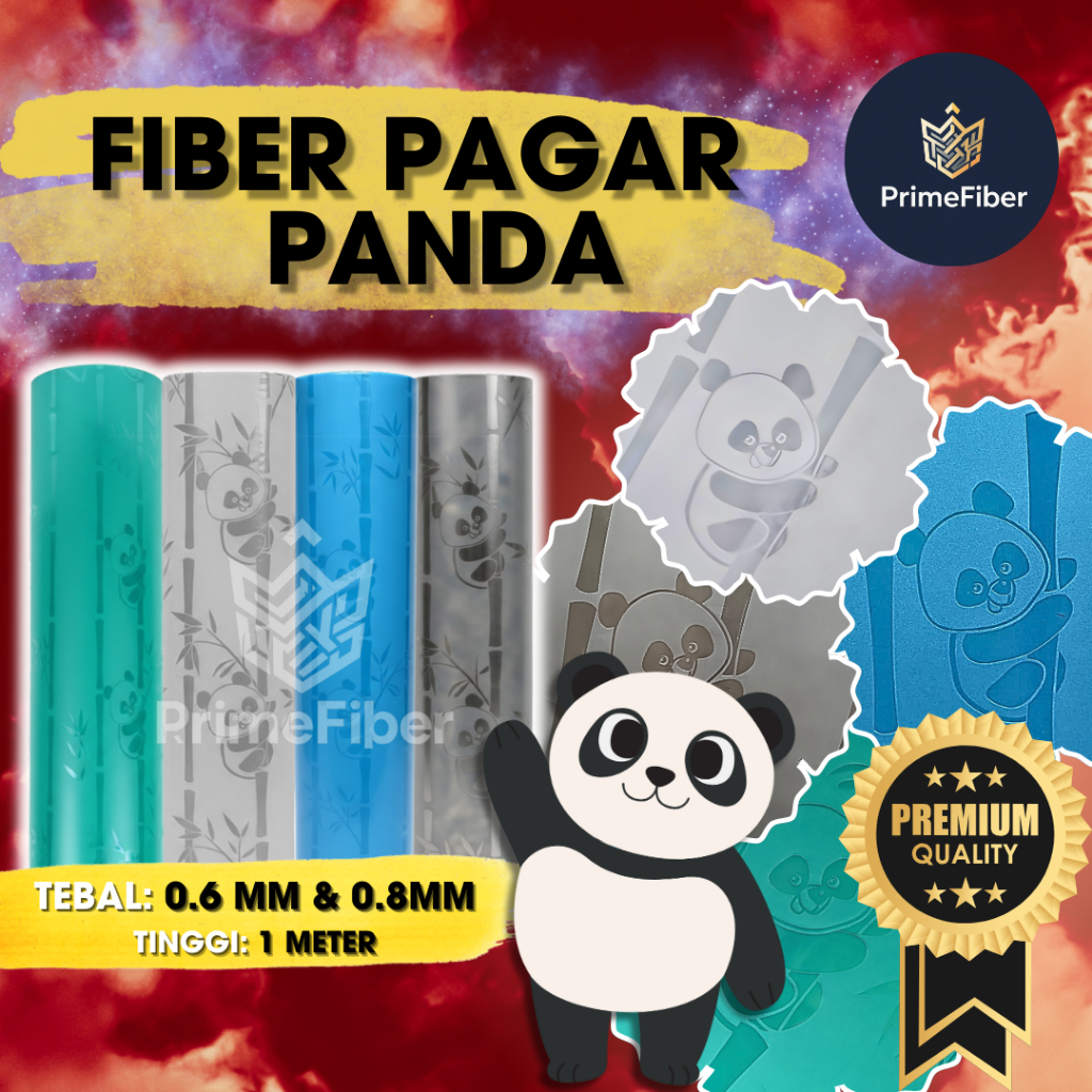 Fiber Pagar Motif Panda -  Ketebalan 0.6mm 0.8mm | 4 Warna Lengkap | Fiber Plastik Penutup Pagar Pan