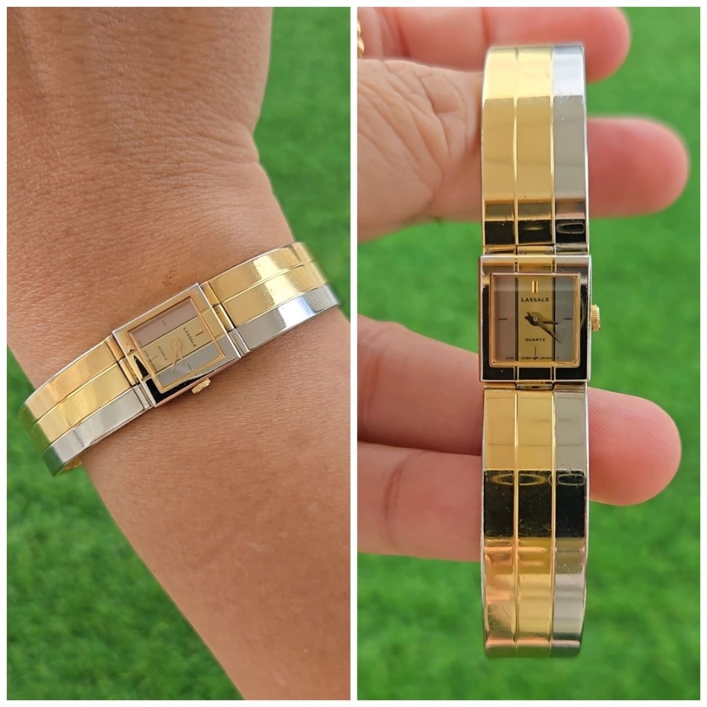 Very Rare Seiko 1E50-5049 Quartz Three Tone Vintage Ladies Cuff Watch (T4A591)