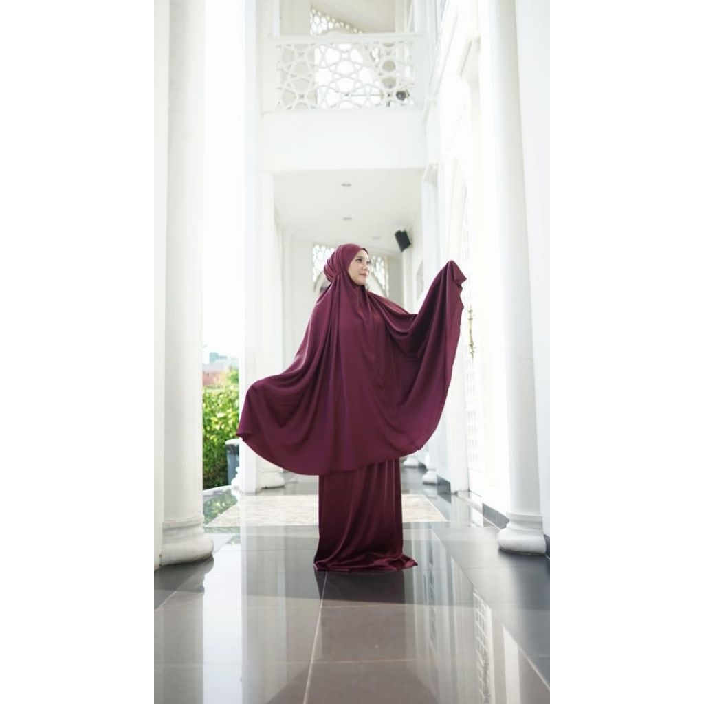 Mukena Aluna series/ mukena polos premium dengan tas tali mutiara mewah/ mukena lebaran kekinian hit