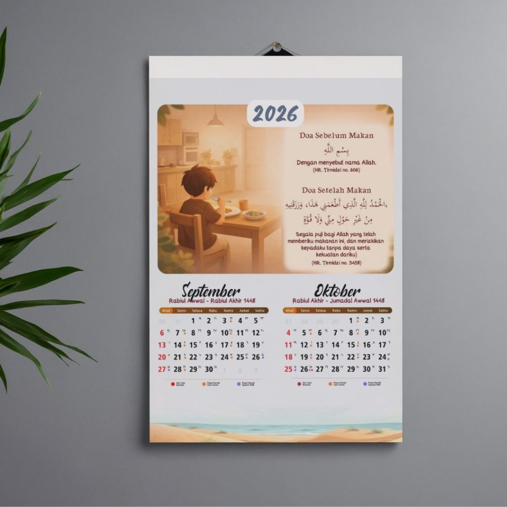 Kalender 2026 dengan tanda puasa