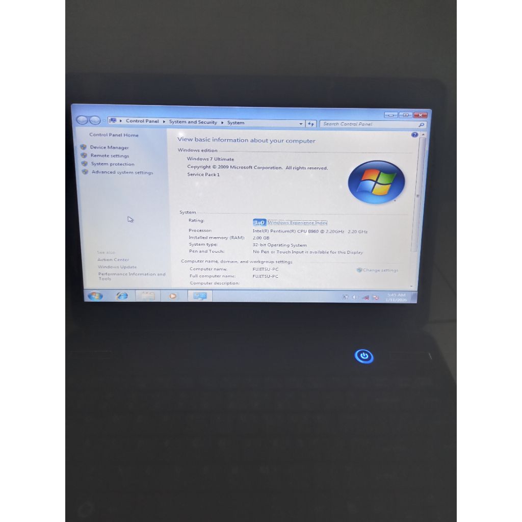LAPTOP FUJITSU WINDOWS 7 ULTIMATE