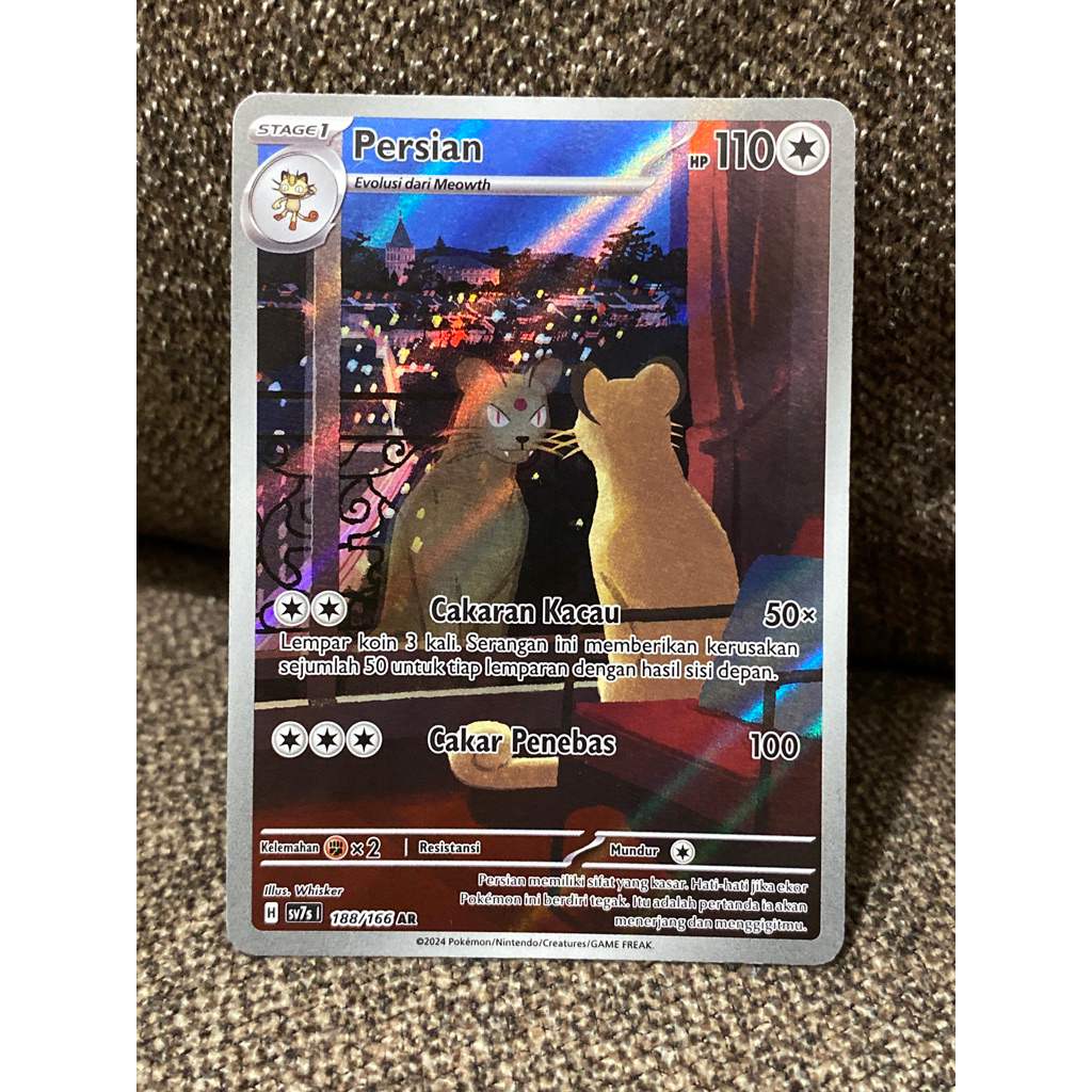 Pokemon card persian (ID) 188/166 AR sv7s Official cakaran kacau cakar penebas kartu