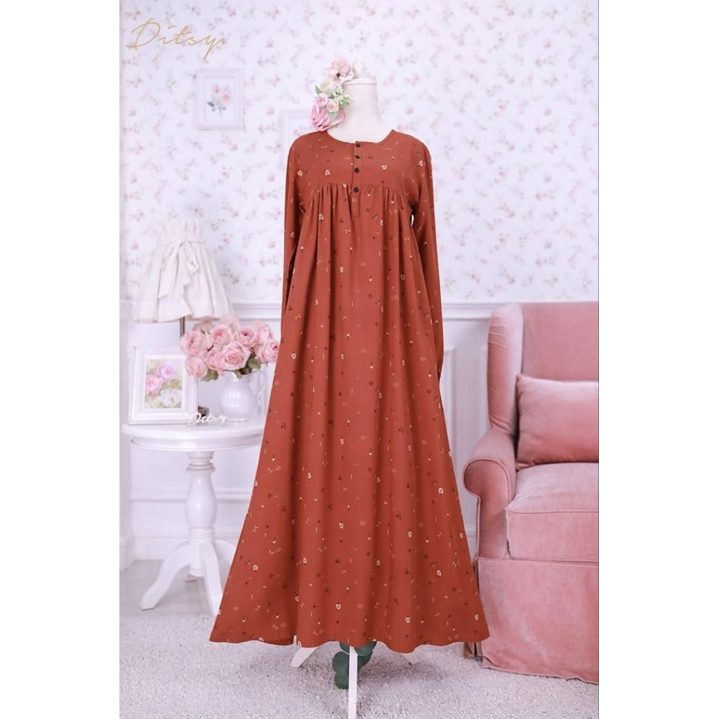 Ditsy EDALYN TERACOTTA size M gamis maxy dress night gown viscose premium