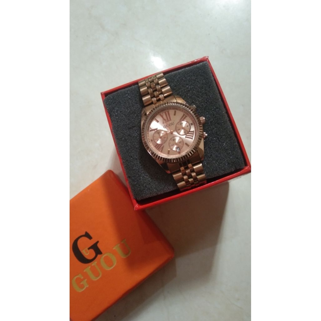 Preloved jam tangan Guou Rose Gold