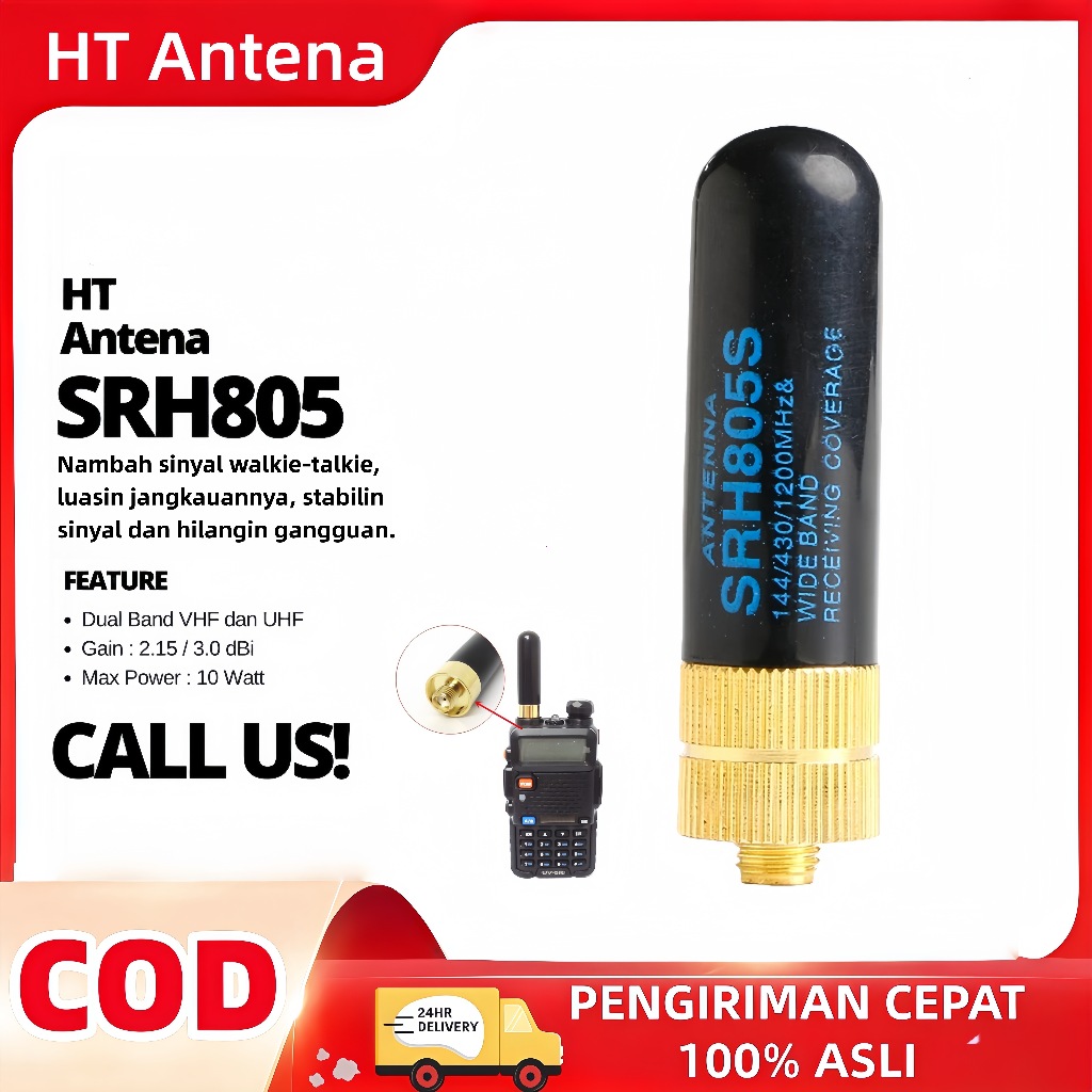 Antena Walkie Talkie SRH805 100% Asli - Antena HT untuk Walkie Talkie, Nambah Sinyal Kuat, Luas Jang