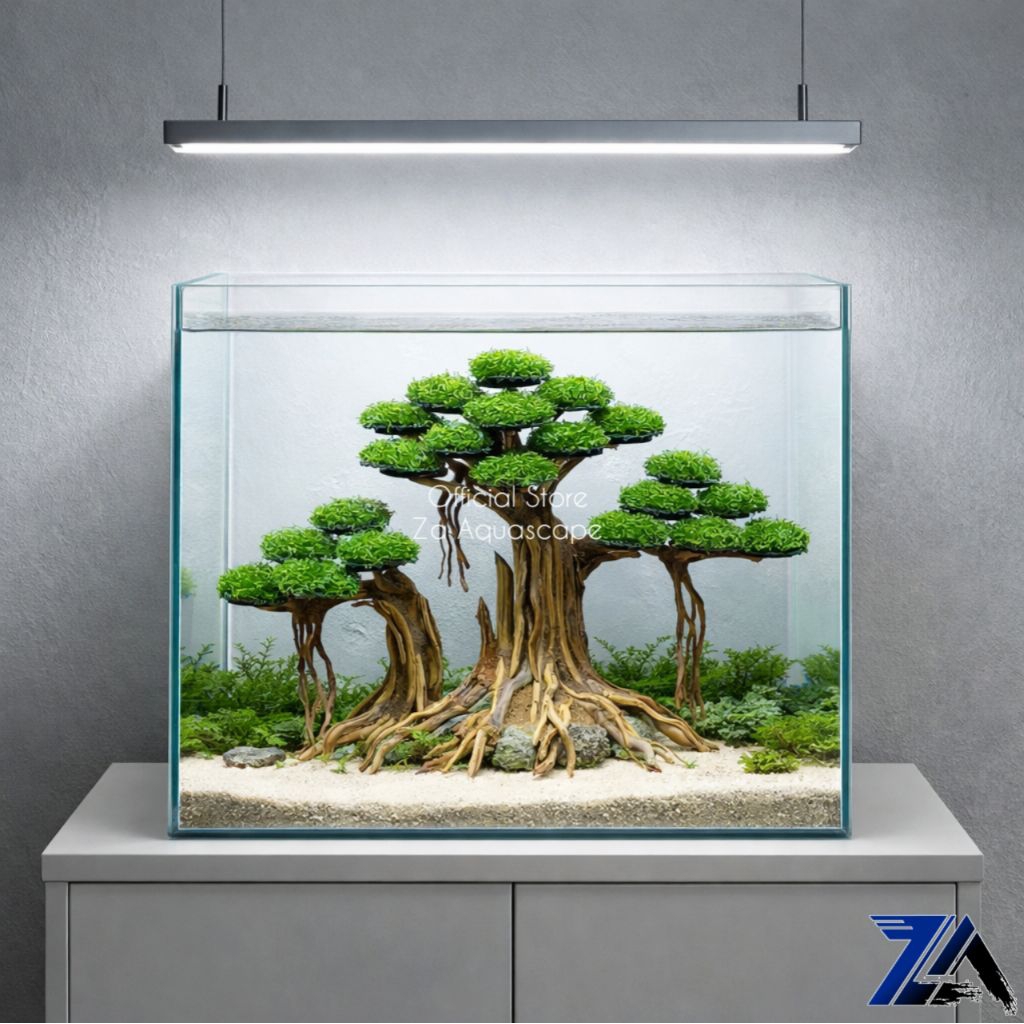 Bonsai Aquascape sintetis - Pohon bonsai Aquarium daun sintetis
