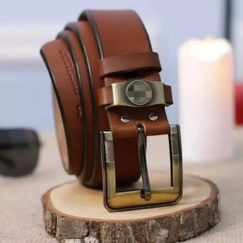 Ikat Pinggang Pria Kulit Asli Sabuk Bahan Kulit Selapis Gesper Pria