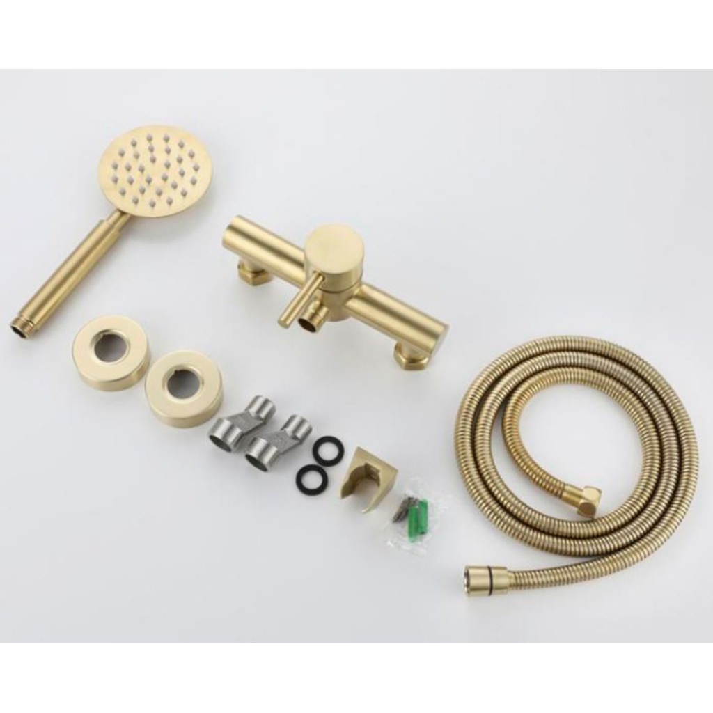 Shower tiang set kran mixer gold, kran kamar mandi set shower gold