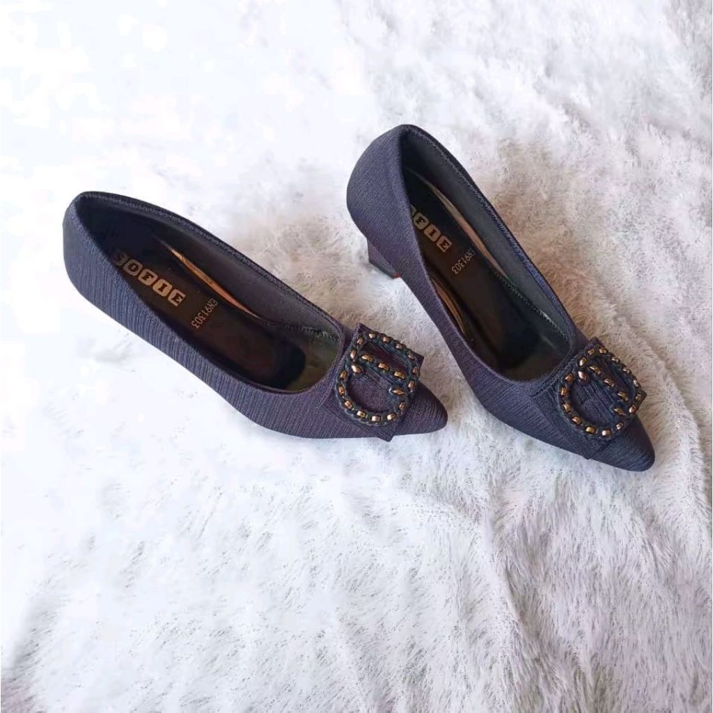 sepatu wanita cd satin liris premium 7cm terbaru tapak karet anti licin