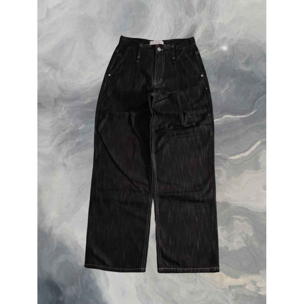 Celana Baggy Denim Pleated Jeans Gombrong MINAV