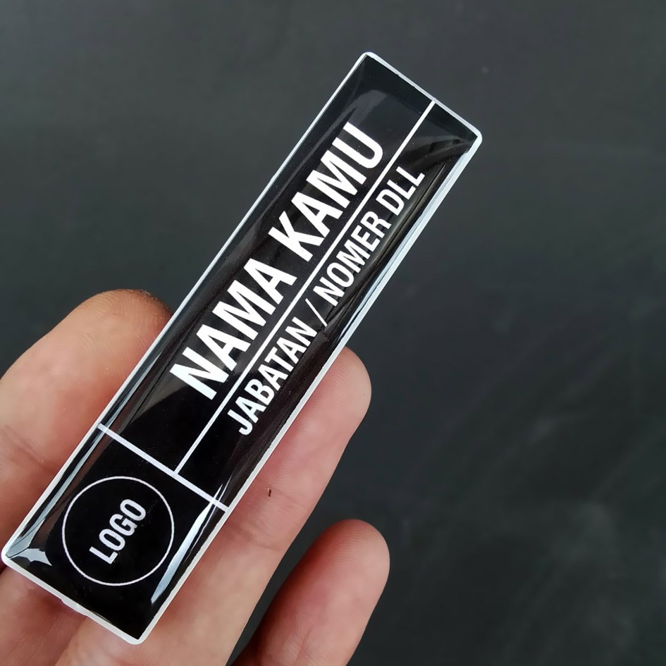 Papan Nama Dada NameTag Costum Berlogo Akrilik Resin Asn Pns Security Pegawai Umum