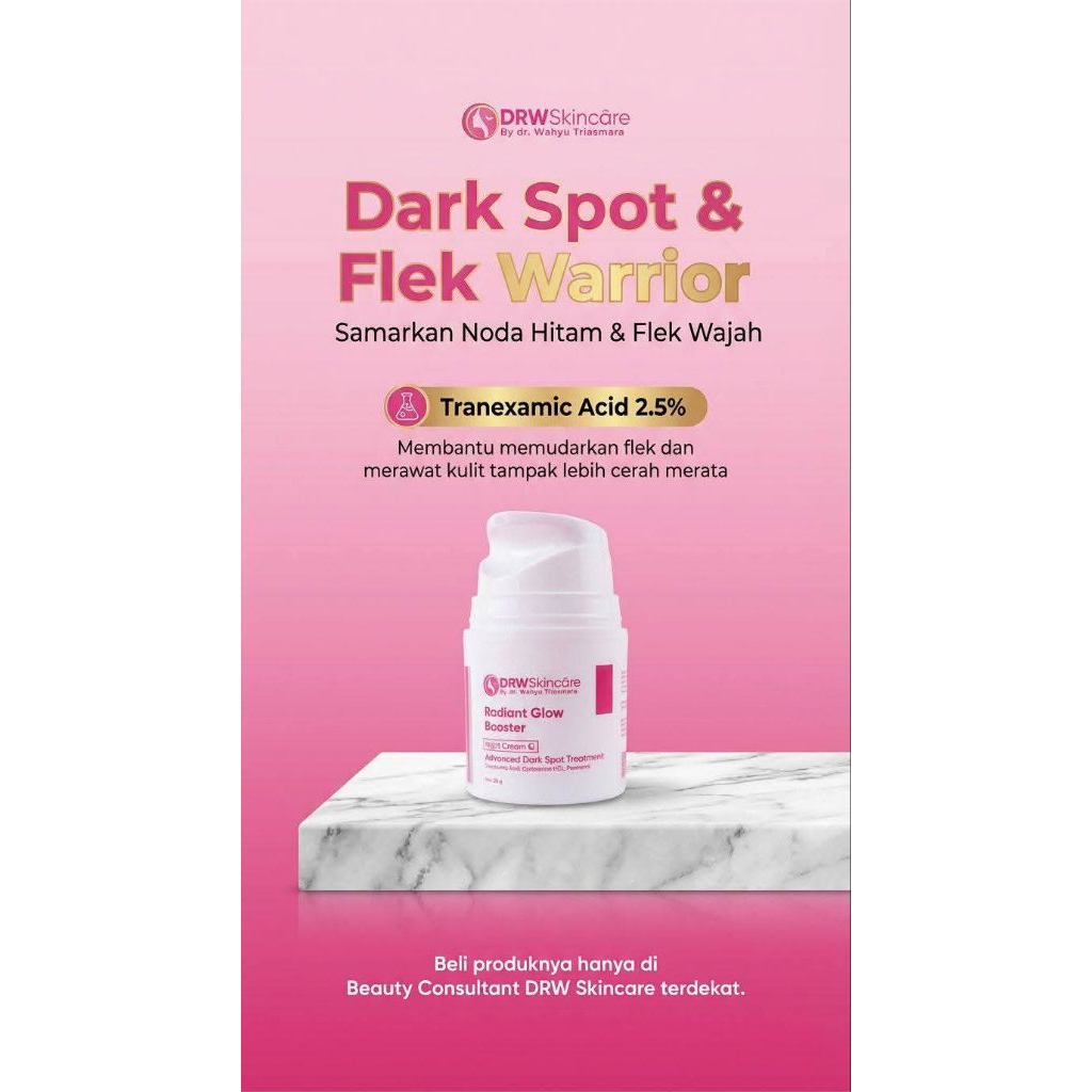 Drw Skincare Radiant Glow Booster Cream Malam Wajah Normal Glowing Susah Putih Flek Berat BPOM