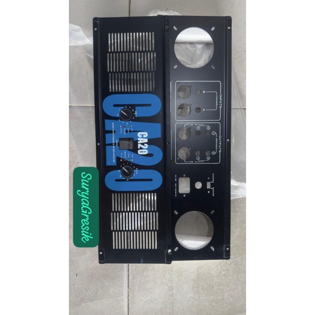 PLAT PANEL BOX CA 20 + KNOP+LAMPU INDIKATOR  2 POTENSIO BAHAN TEBAL