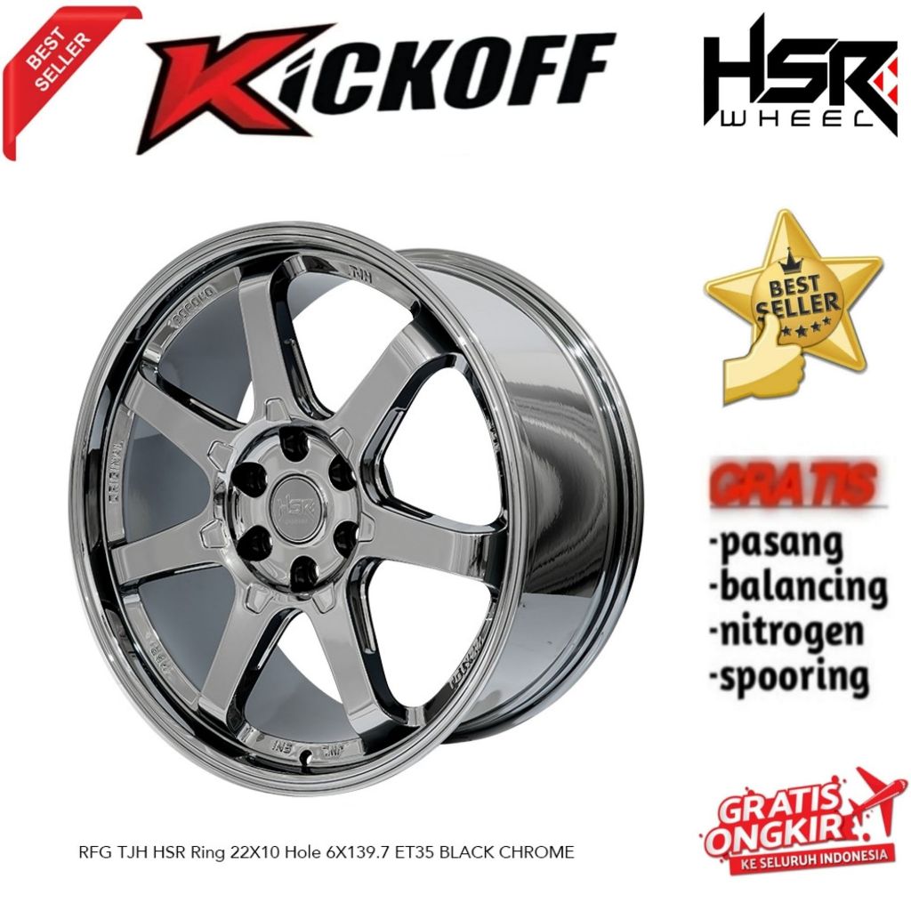 RFG TJH HSR R22X10 H6X139,7 ET35 BLACK CHROME Velg Pajero Fortuner Hilux
