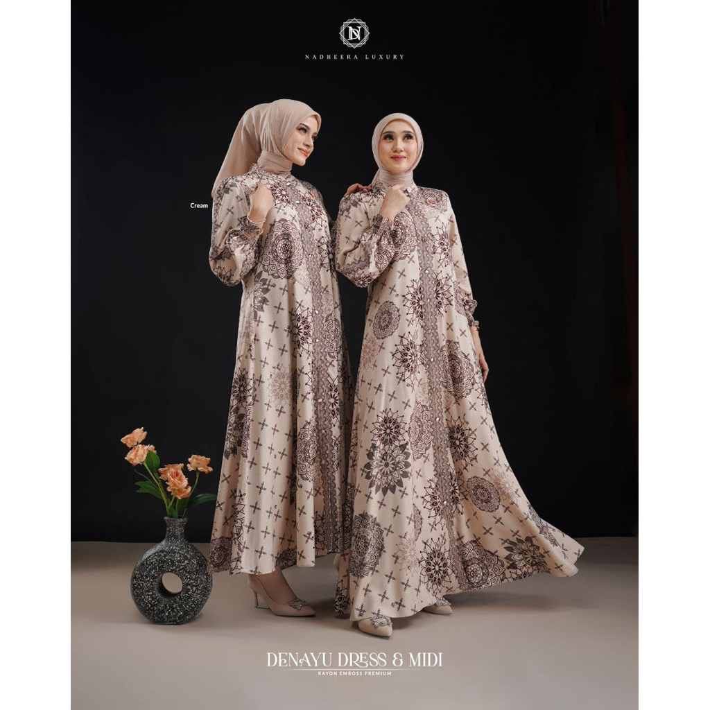 Denayu Midi & Dress by Nadheera Luxury Dress Nadheera Luxury Gamis Nadheera Luxury Rayon Emboss Prem