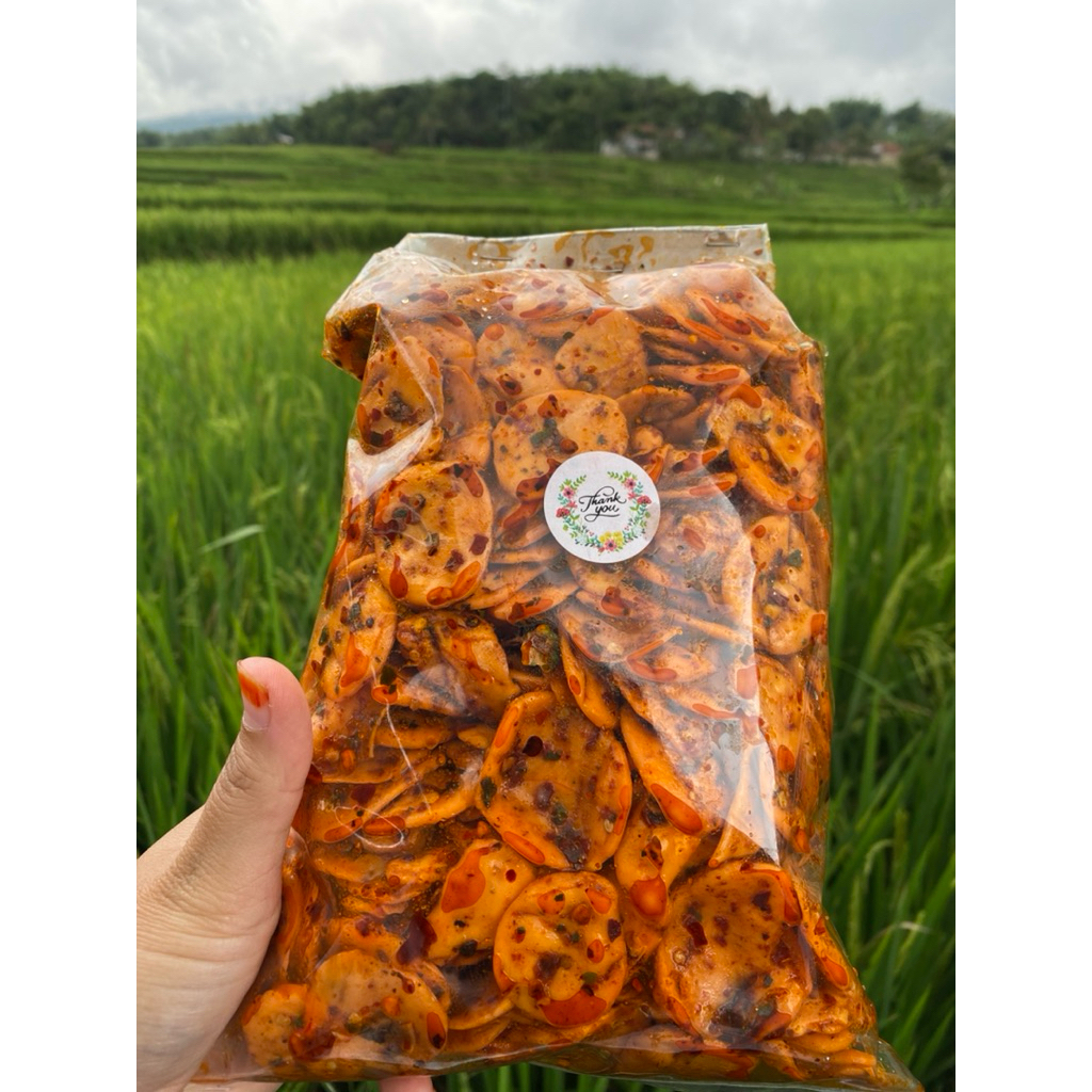 SEBLAK KERING KERUPUK KEMPLANG ORANGE/OREN LEGEND PEDAS GURIH DAN ORIGINAL GURIH DAUN JERUK