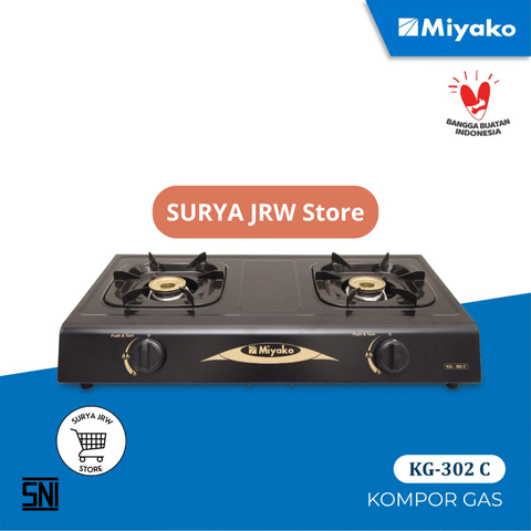 Kompor Gas MIYAKO KG302-C / Kompor 2 Tungku Miyako KG302C Ceflon Kuningan / Kompor Miyako 2 Tungku K