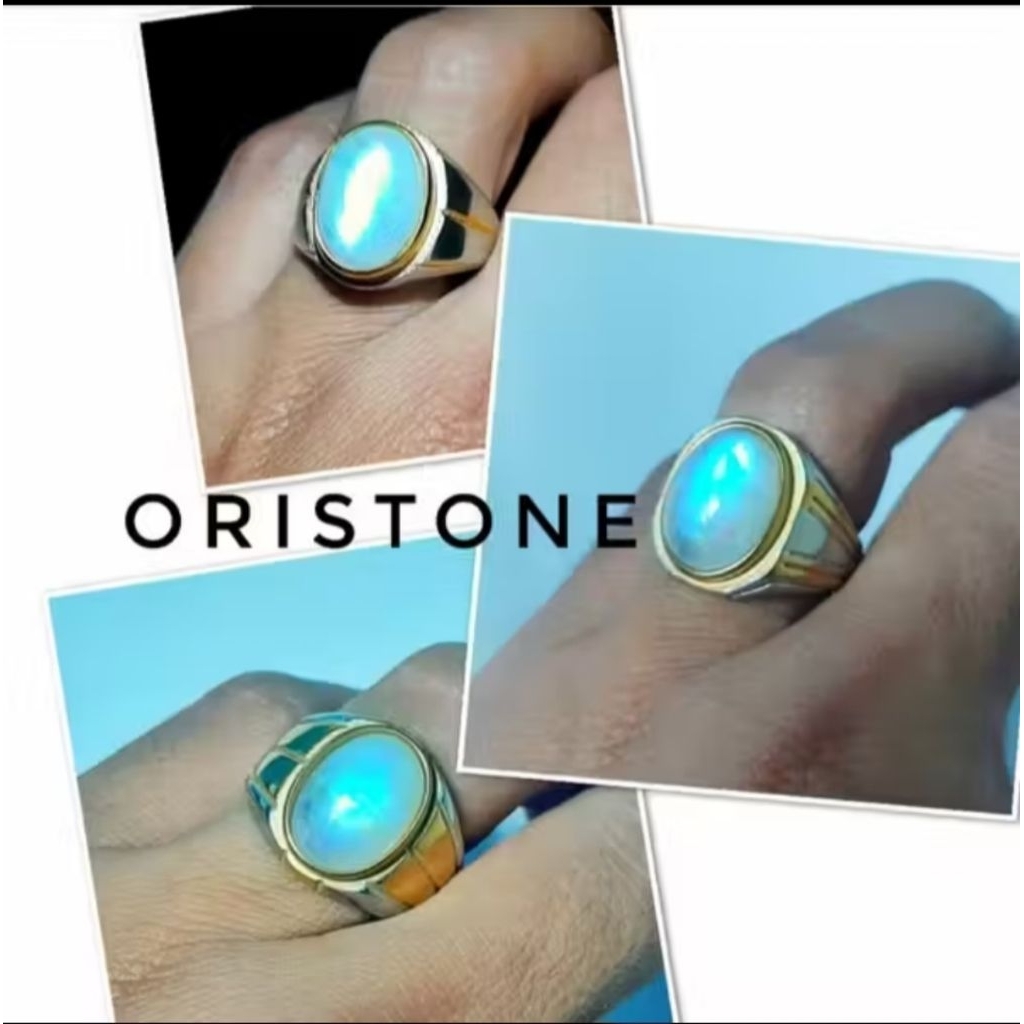CINCIN BIDURI BULAN MOONSTONE AIR LAUT NATURAL ASLI SIAP PAKAI
