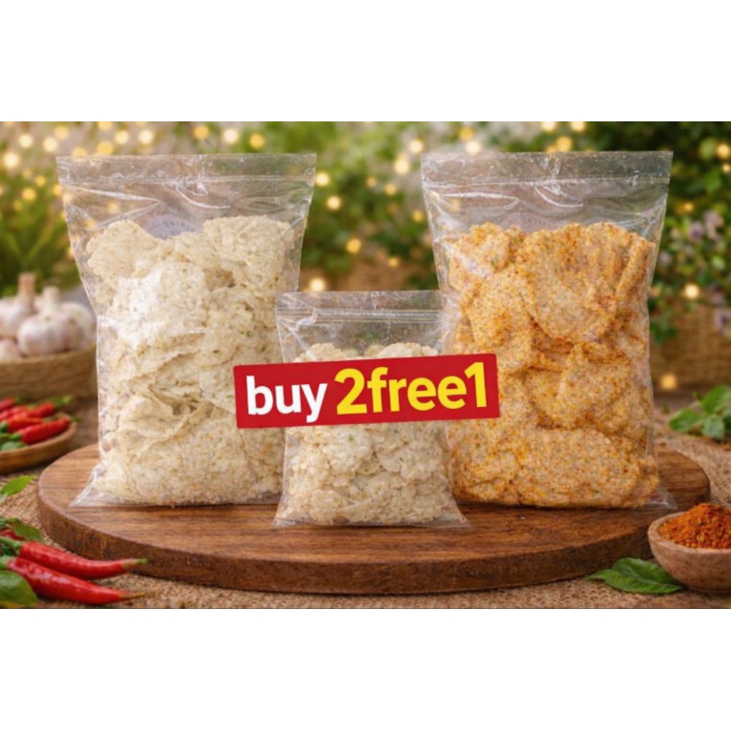 keripik cireng bandung.buy2,get1,dengan2varian rasaoriginal dan pedas.