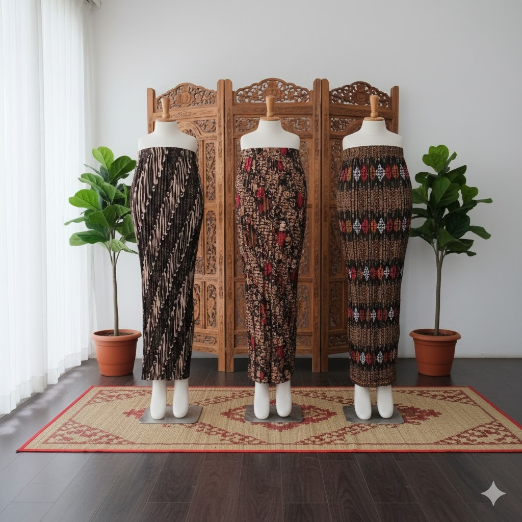 ROK PLISKET BATIK / ROK BATIK / ROK PLISKET MODERN / BAWAHAN BATIK / KERASAKTI COKLAT