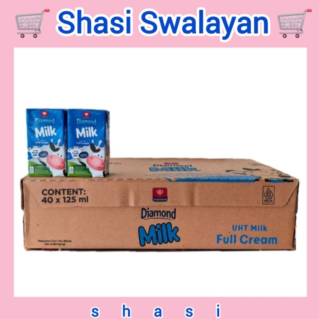 Diamond Fullcream UHT Kecil 1 Dus Karton 125 ml X 40 Pcs - Susu Cair