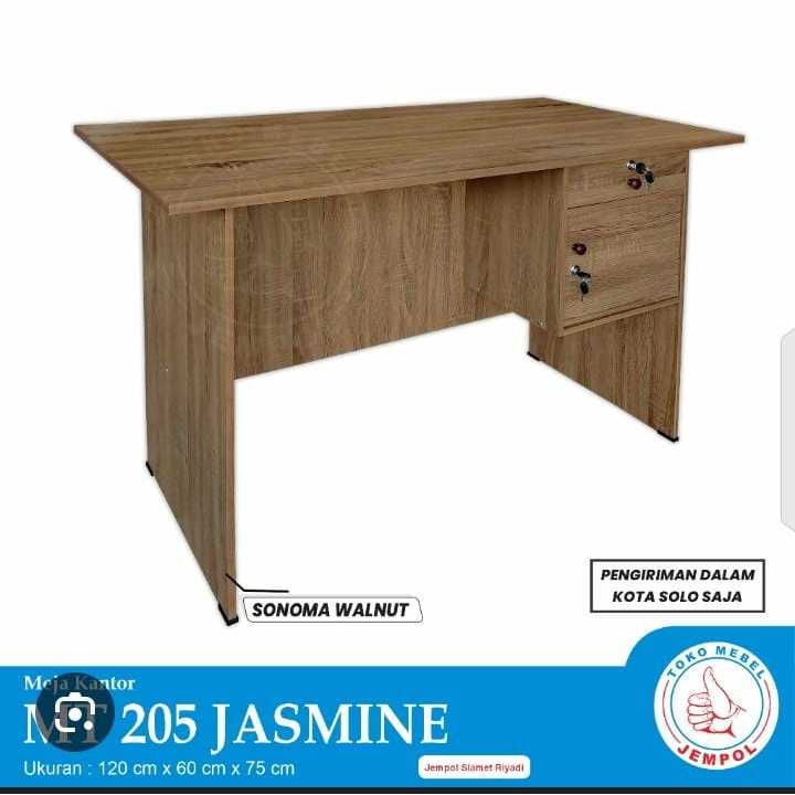 meja kantor setengah biro 1/2 biro bahan softboard hitam dan coklat