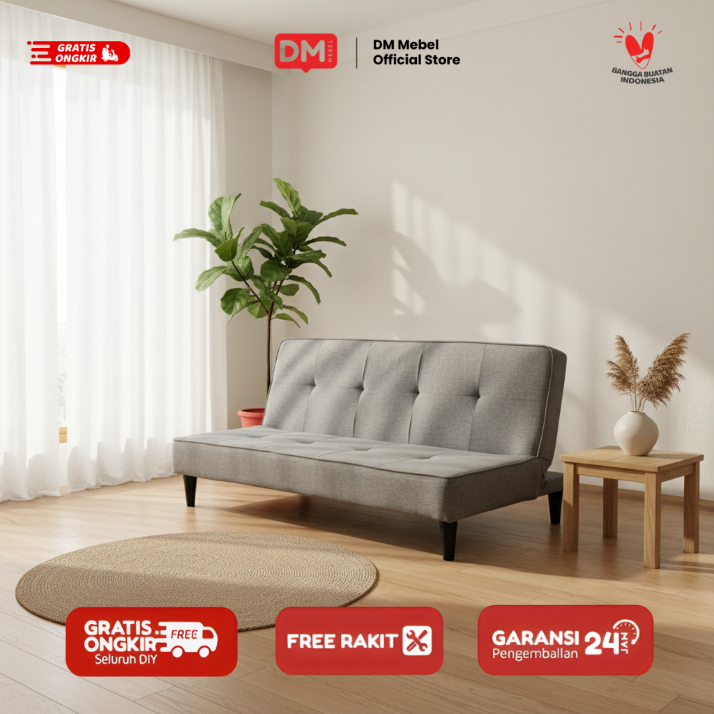 DM Mebel Sofa Bed Jeonju 3 Seater Minimalis Ruang Tamu & Kamar 2in1 Duduk Tidur & Santai