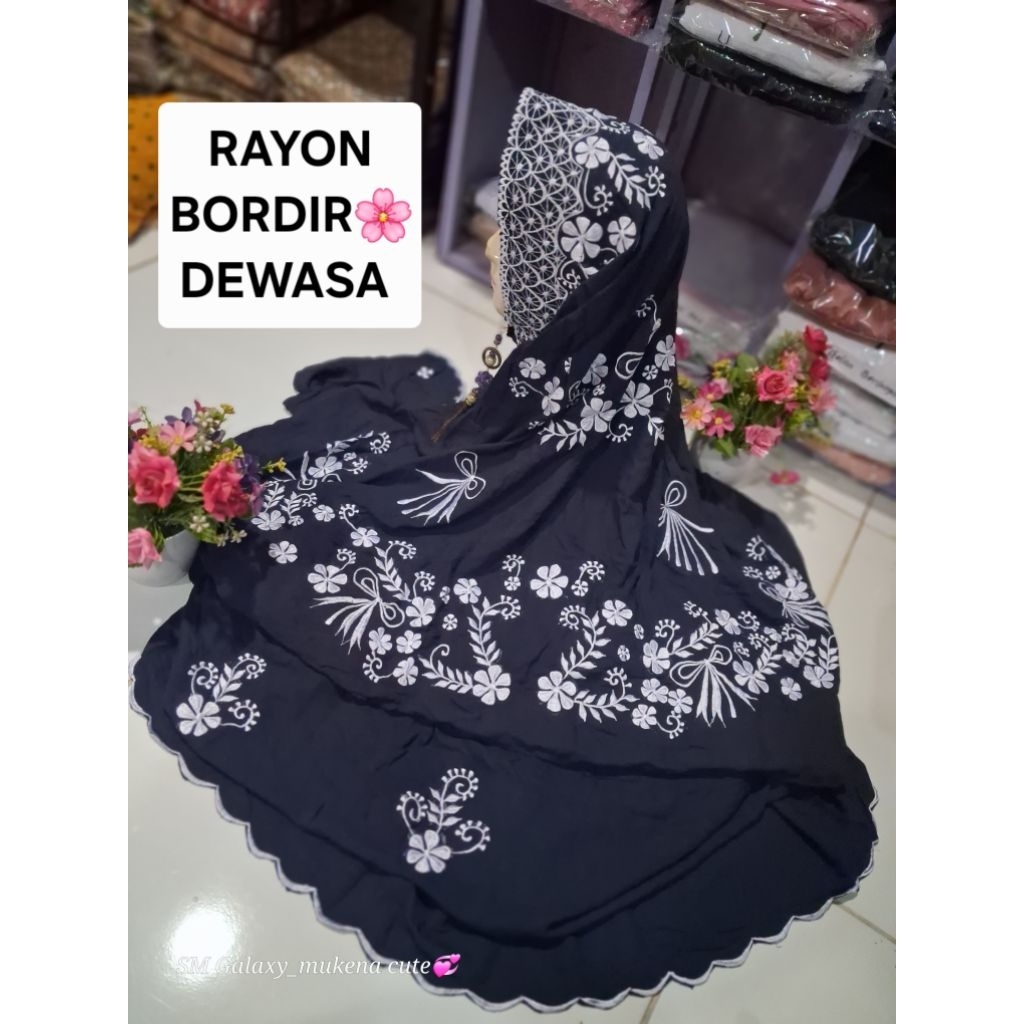 mukena RAYON DAHI TEGAK minang  DEWASA bordir terusan lajuran termurah bisa COD