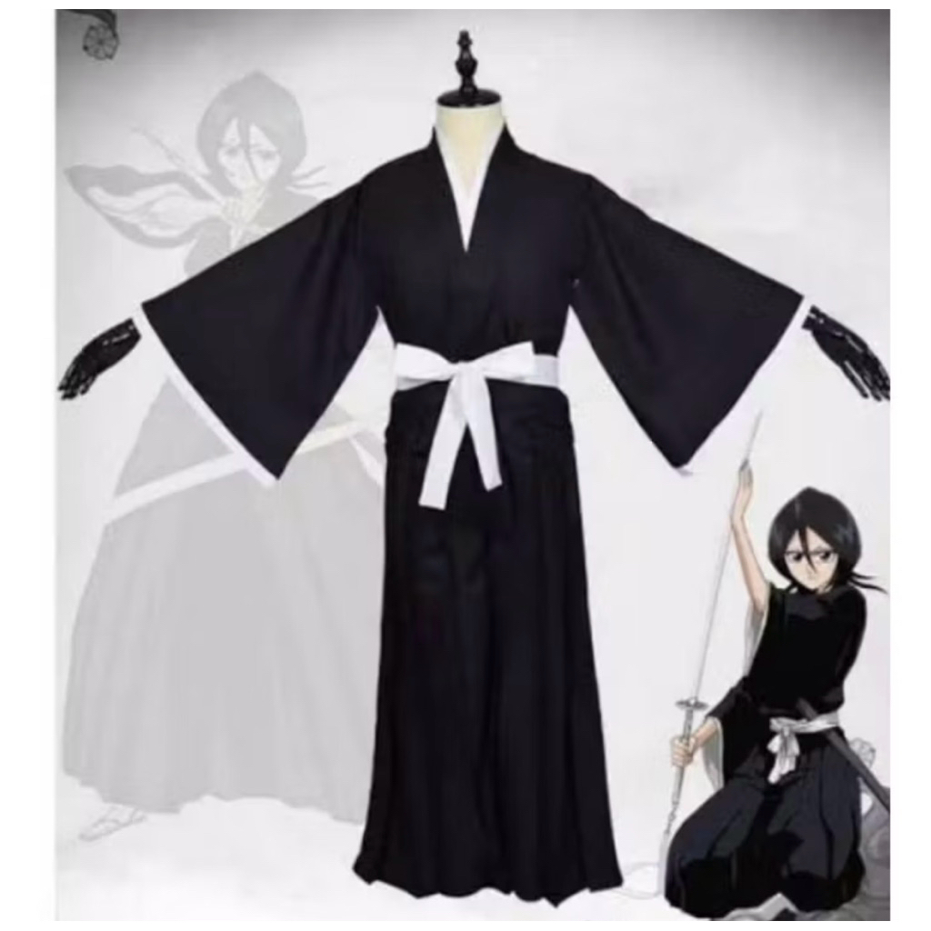 Kostum hakama bleach black ichigo kurosaki costum jepang tradisional pria& wanita