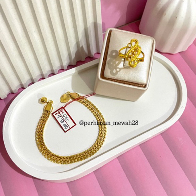 gelang tikar free cincin berlapis emas muda