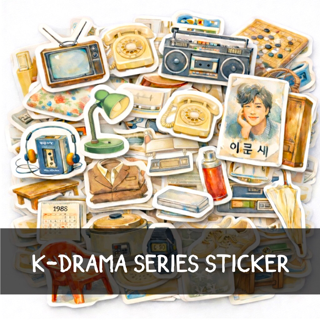 50 PCS Sticker K-Drama Aesthetic | Korean Drama Vibes | Cute & Cozy Illustration | Journal Planner S
