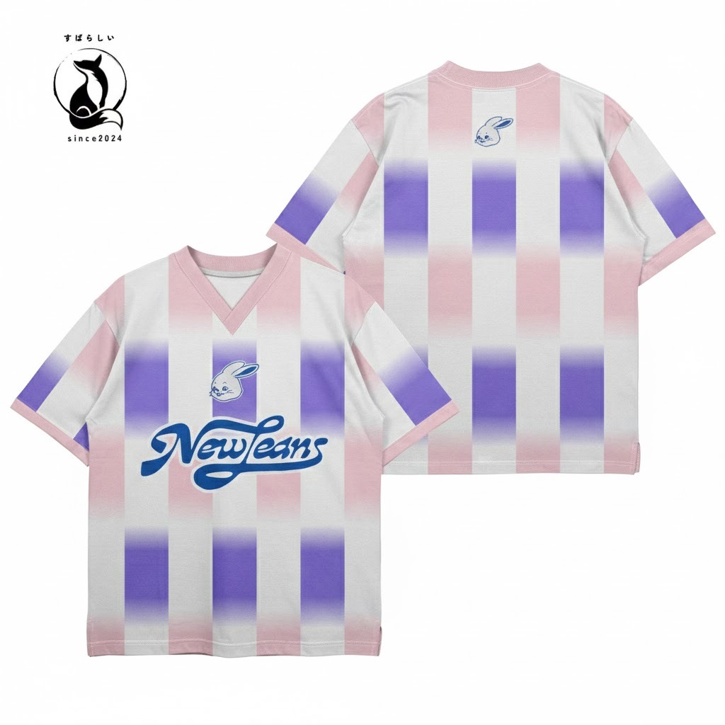 Jersey/Baju Custom Oversize Nama Dan Nomor Special KPOP NEW JEANS PINK Cowok/Cewek, Dan Anak-Anak, S