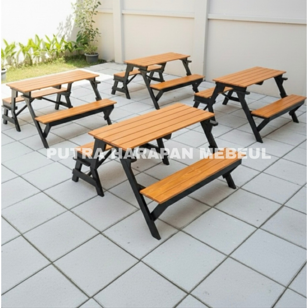 Kursi Lipat Magic Outdoor Kayu Portable 2in1 Jadi Meja & Kursi untuk Taman Cafe Bangku Lipat