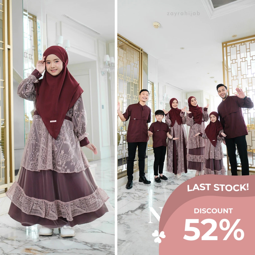 Zayra Hijab - Nayya Eid Series A - Gamis Anak Perempuan 0-12Tahun Brokat Tile Elegan Premium Terbaru
