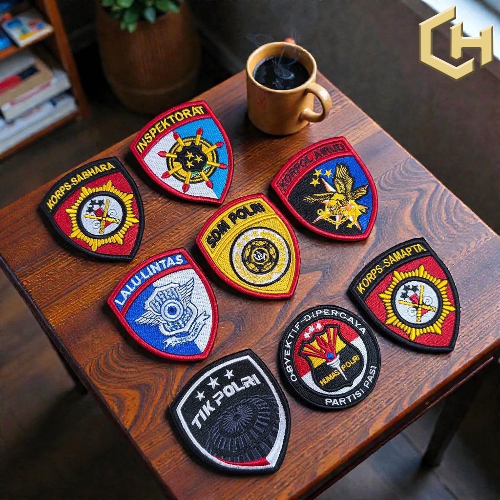 BET LOGO BORDIR TIMBUL KORPS SABHARA/KORPS SAMAPTA/LALU LINTAS/KORPOLAIRUD/INSPEKTORAT/TIK POLRI/SDM