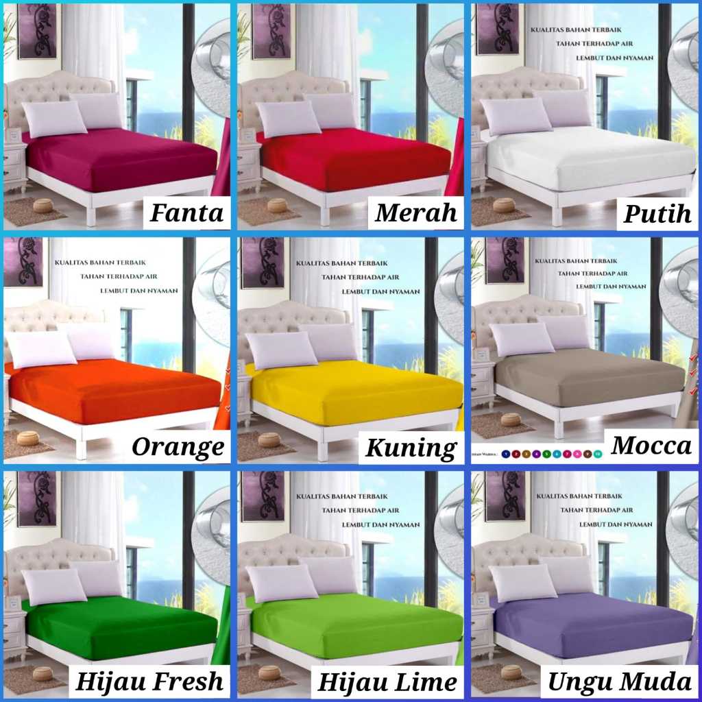 Sprei Waterproof Anti Air Ompol Bahan Import Polos Aneka Warna | Sprai Berkualitas | Sprey Murah | S