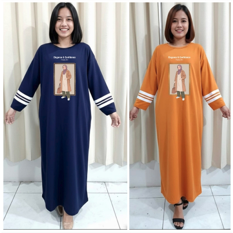 Gamis Wanita Dewasa ELEGANCE baju kaos lengan panjang pakaian wanita gamis kaos