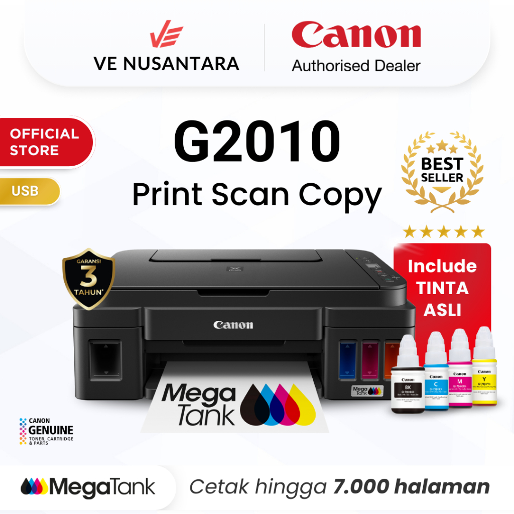 Printer Canon G2010 – Ink Tank All In One Print Scan Foto Copy – Garansi 3 Tahun – Pengganti L3210 L3211