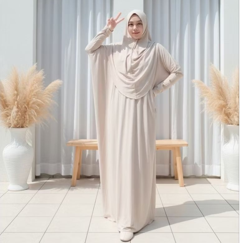 Risalah Gamis Abaya Betwing Set Hijab Batwing Jersey Busui Friendly Jumbo