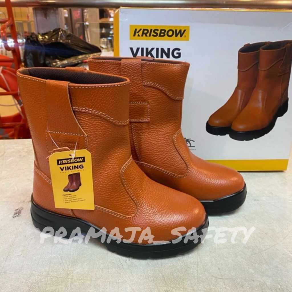 Sepatu Safety Krisbow Viking Cokelat Original 100% - Safety Shoes Keselamatan Kerja Boots Bahan Kuli
