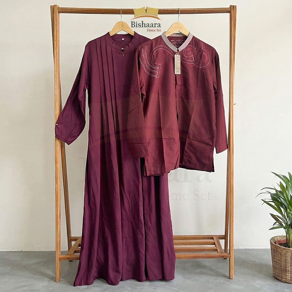 Sarimbit Raya Couple Gamis Katun Koko Lebaran Dress Brokat Koko Baju Keluarga Gamis Ibu Koko Ayah An