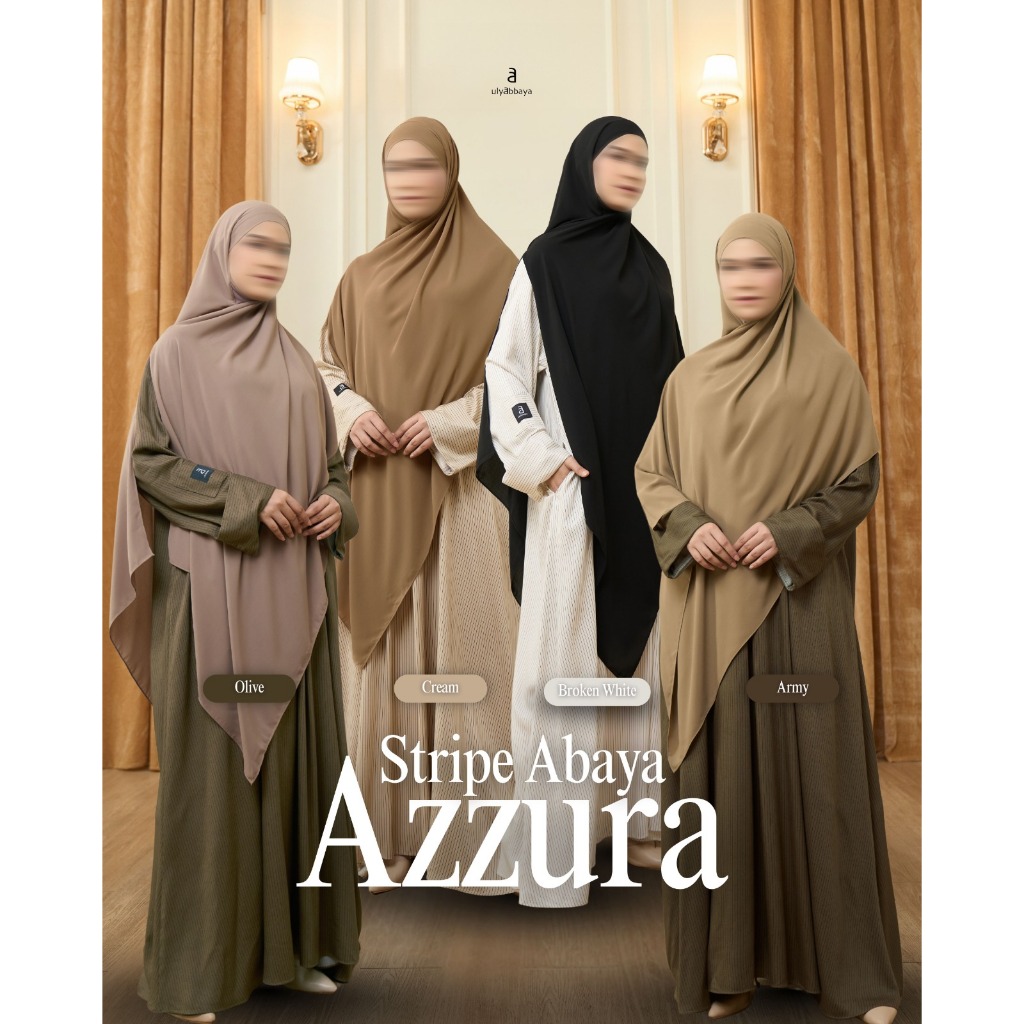 ULYABBAYA AZZURA STRIPE STRIP ABAYA UMROH HAJI  GAMIS GARIS KAYUN TWILL
