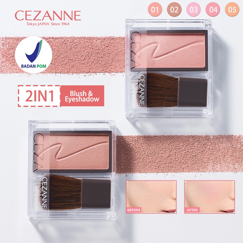 [In stock] CEZANNE Cheek Blush Single-color cream blush Eyeshadow With brush Moisturizing Naturally 