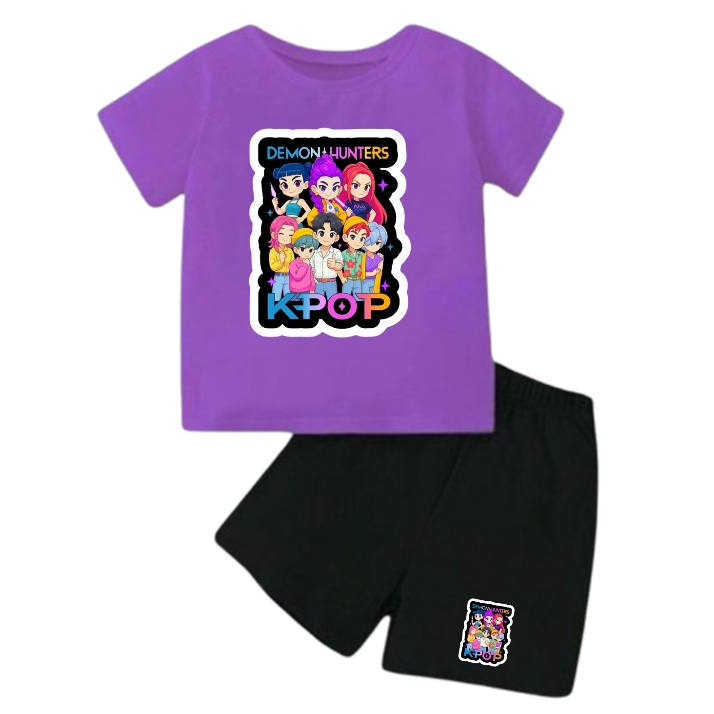 Setelan Baju Kpop Demon Huntrix 2-10 Tahun - Baju Kpop Hunter - Baju Rumi Kpop Demon Hunter Family