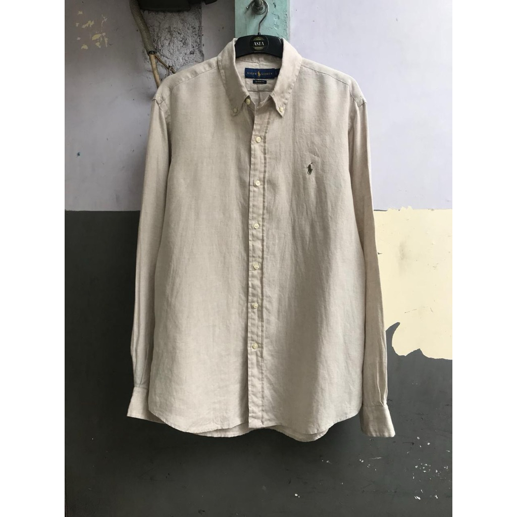 kemeja Ralph Lauren linen polos lengan panjang preloved
