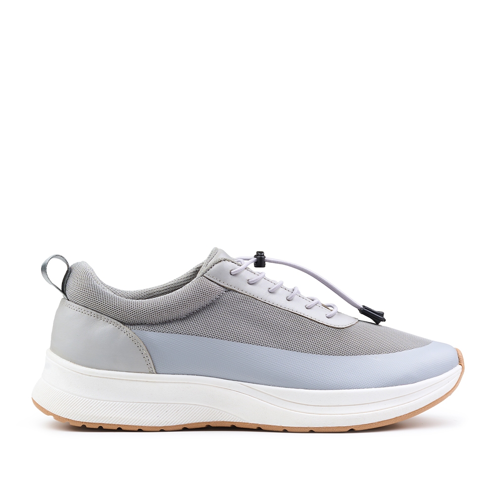 Prabu - Sepatu Kulit Sneakers Pria Riki Grey Abu-abu