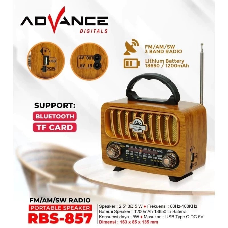 Speaker Advance Bluetooth Portable RBS-857 Classic