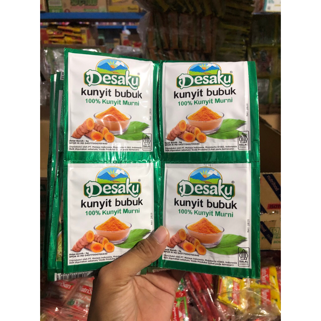 KUNYIT BUBUK DESAKU 1 pack ( 2 renceng ) bahan makan bubuk, kunyit bubuk, kunir bubuk