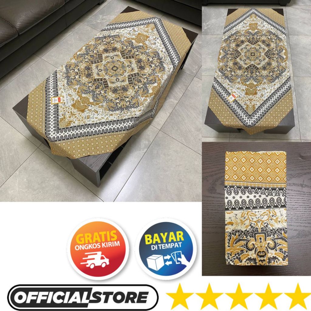 Taplak Meja Tamu Persegi Empat Panjang Kotak Kain Batik Motif Tulis Terbaru Bahan Poliester Halus Uk
