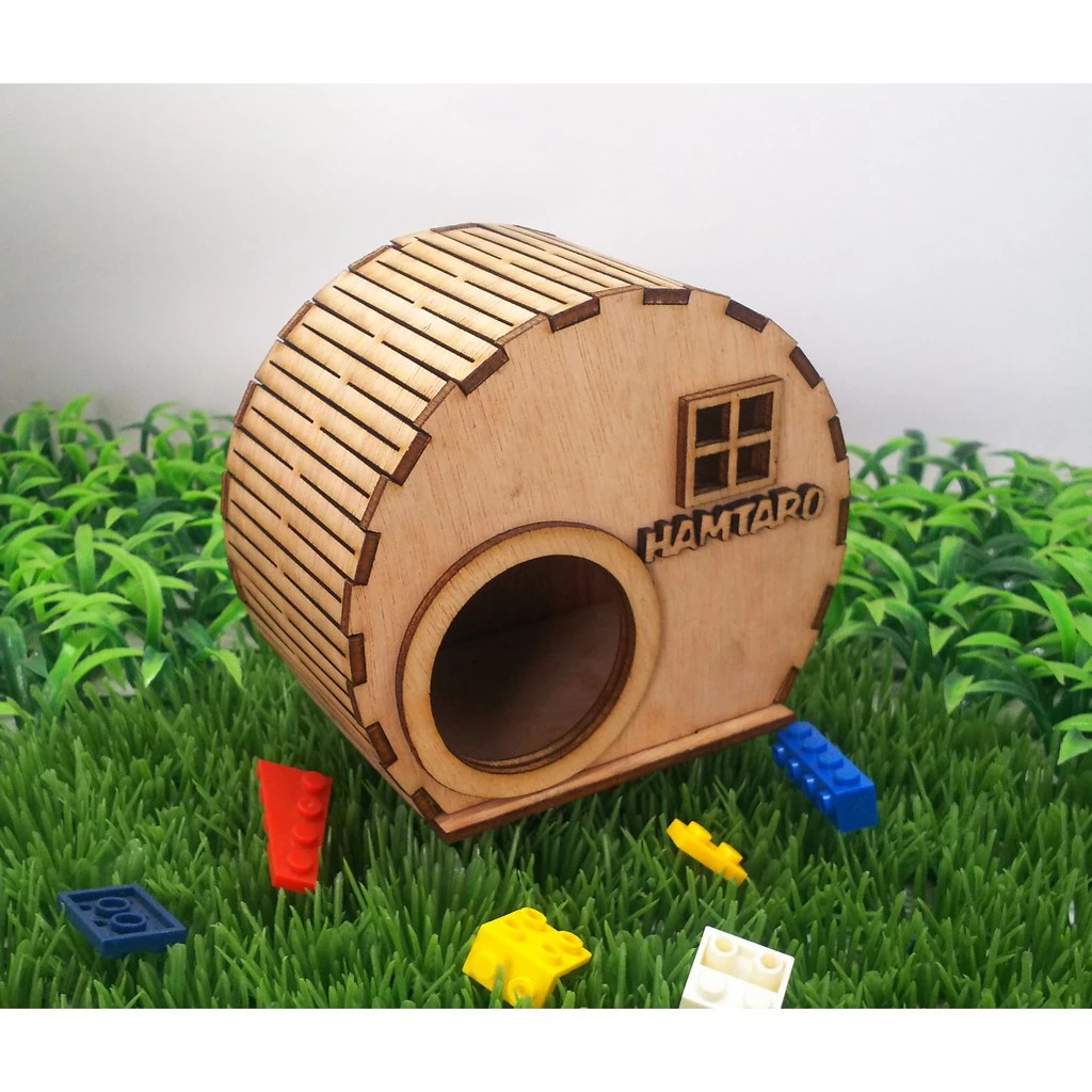 Rumah Kayu Hamster Hamtaro Model Bulat Laser Cutting